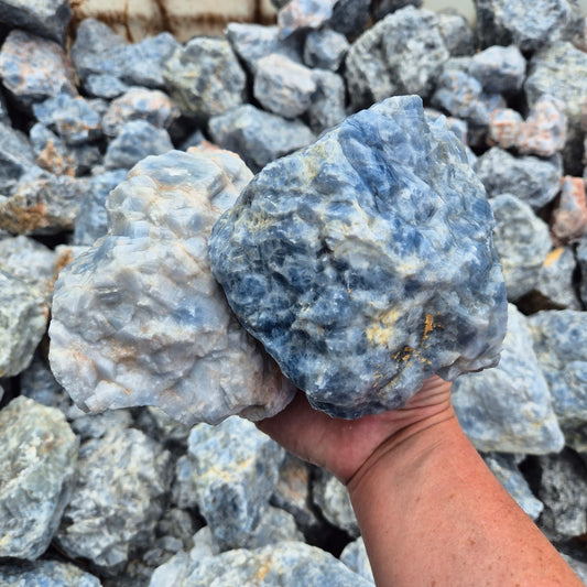BLUE CALCITE Rough by Weight, Mexico ZRR011