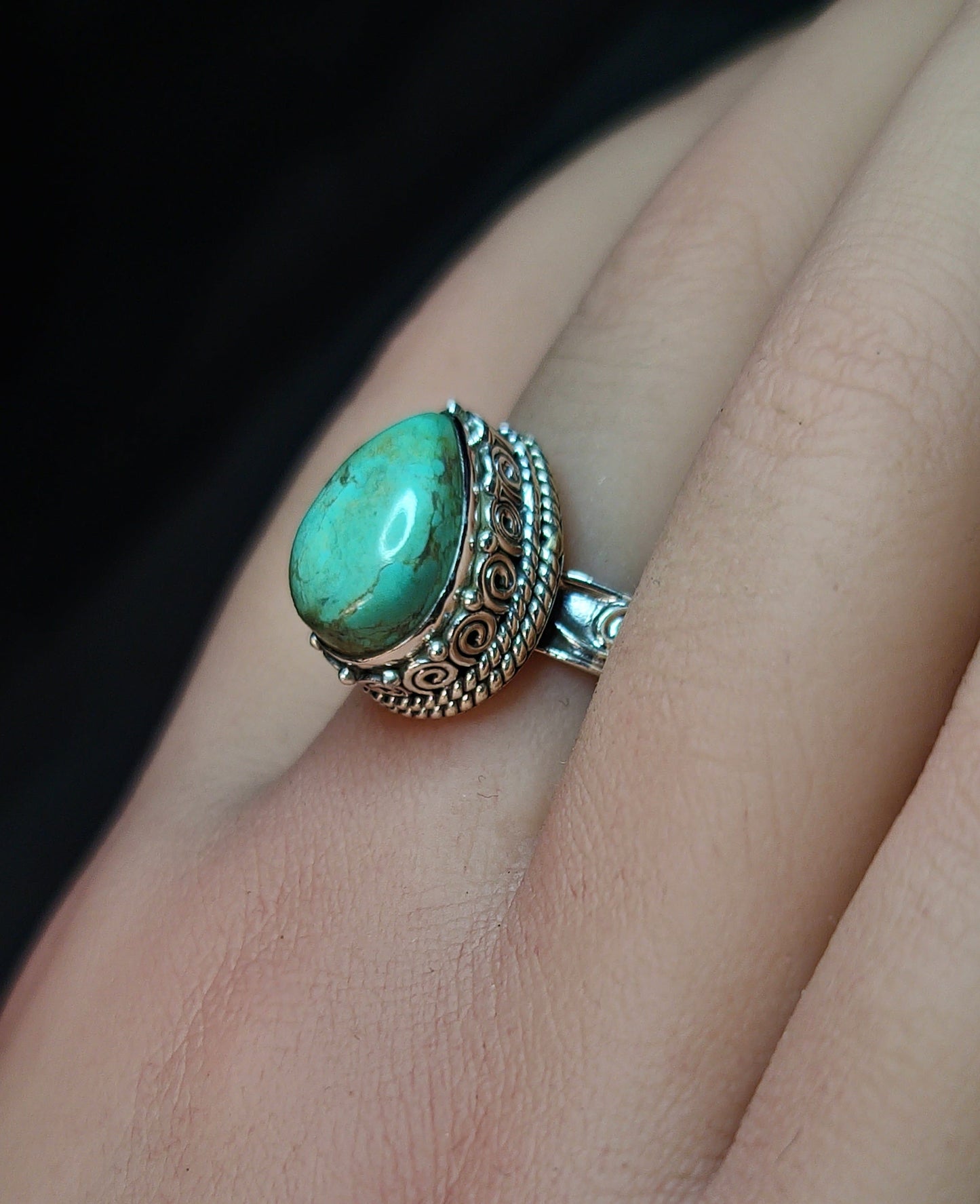 Turquoise Teardrop Ring 3SSTQR3