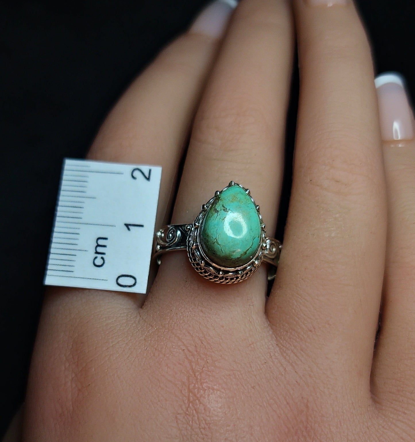 Turquoise Teardrop Ring 3SSTQR3