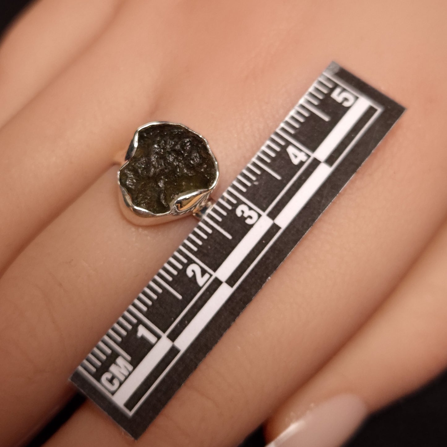 MOLDAVITE RING set in STERLING SILVER 3SSMDVR4