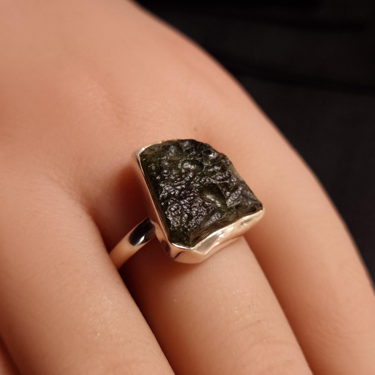 MOLDAVITE RING set in STERLING SILVER 3SSMDVR6