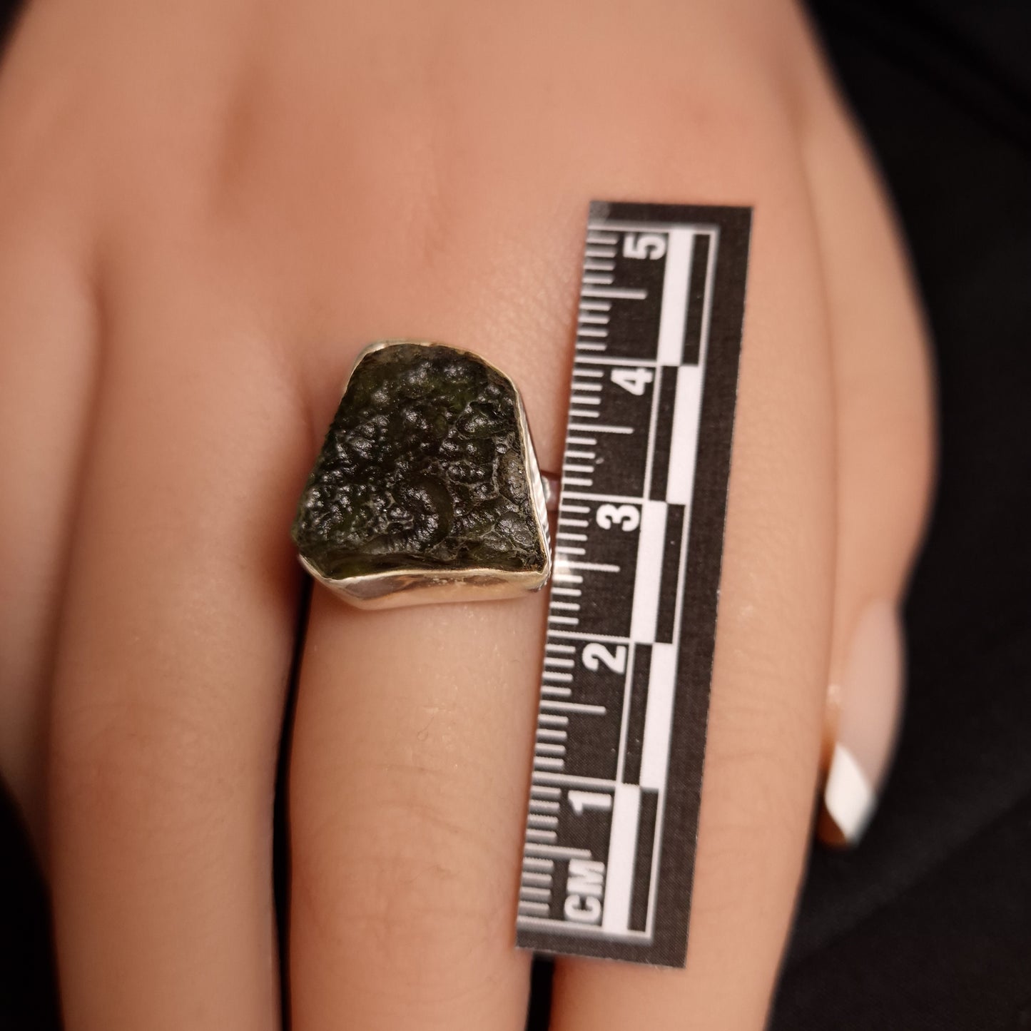 MOLDAVITE RING set in STERLING SILVER 3SSMDVR6