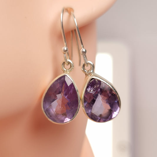 AMETHYST EARRINGS set in STERLING SILVER 3SSAME
