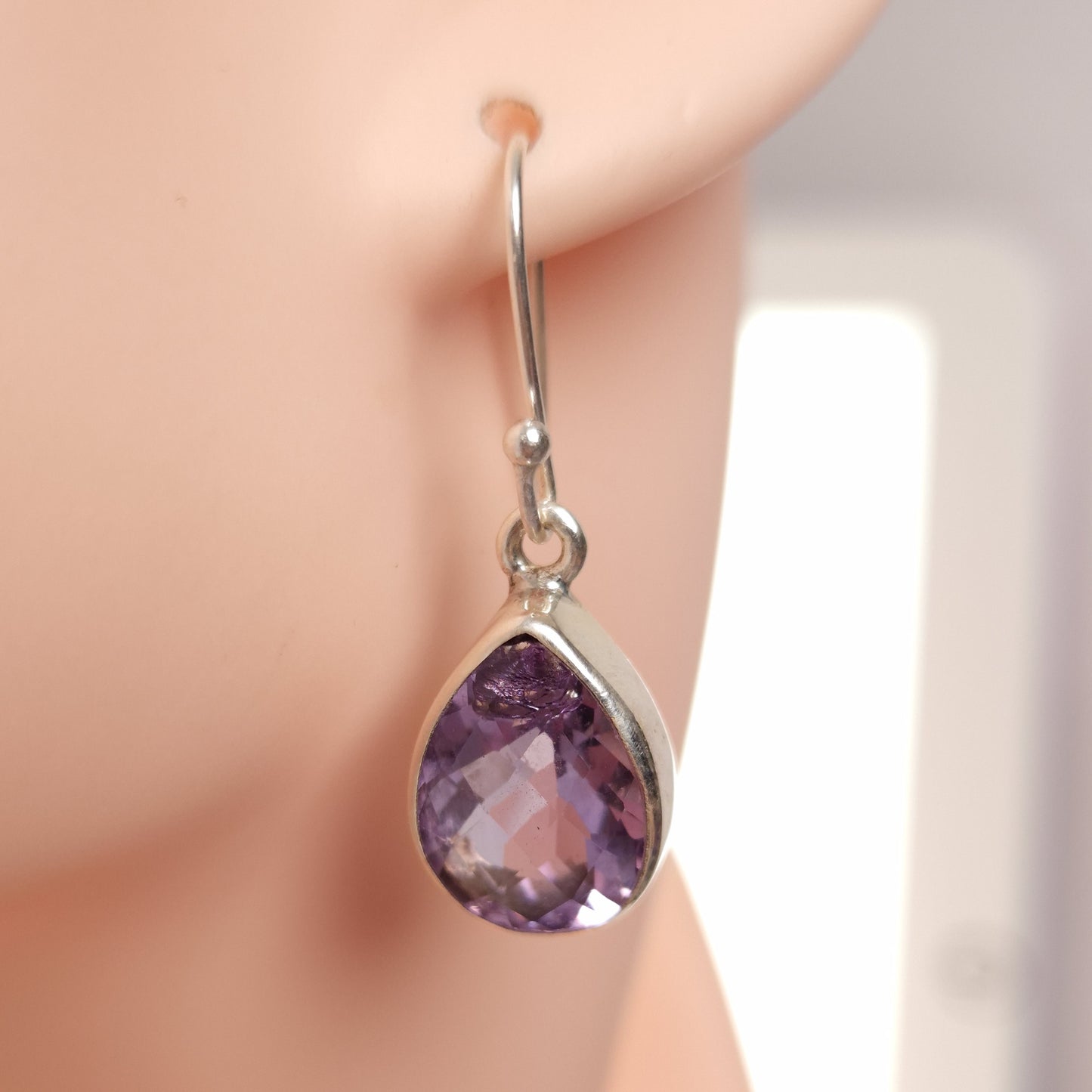 AMETHYST EARRINGS set in STERLING SILVER 3SSAME