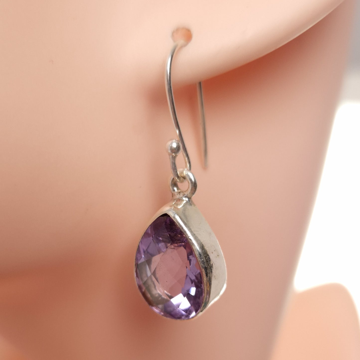 AMETHYST EARRINGS set in STERLING SILVER 3SSAME