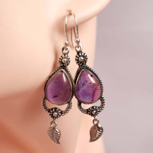 AMETHYST EARRINGS set in STERLING SILVER 3SSAME1