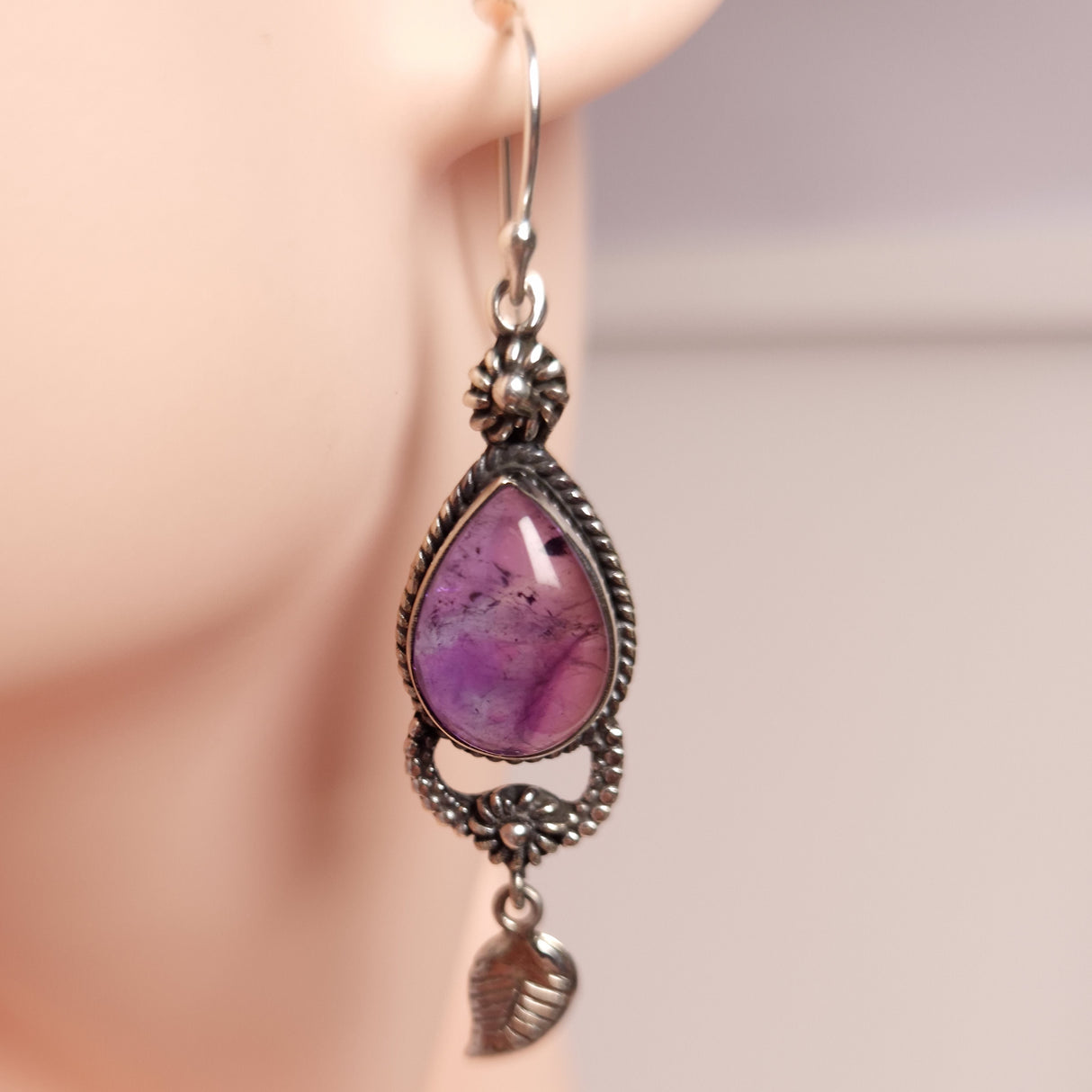 AMETHYST EARRINGS set in STERLING SILVER 3SSAME1