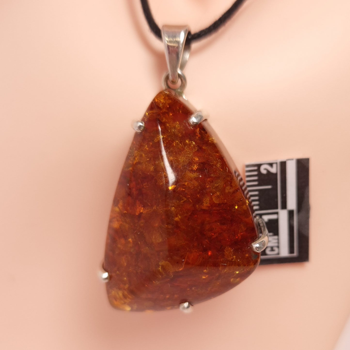 LARGE AMBER PENDANT set in STERLING SILVER 3SSLAP1