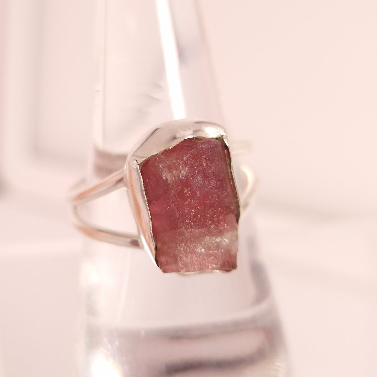 RAW PINK TOURMALINE RING set in STERLING SILVER 3SSRPT1