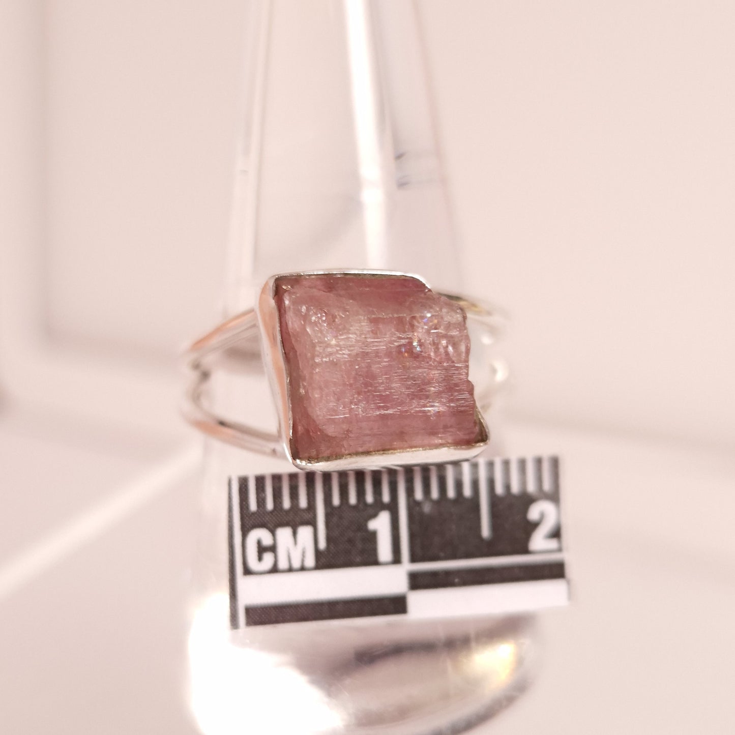 RAW PINK TOURMALINE RING set in STERLING SILVER 3SSRPT2