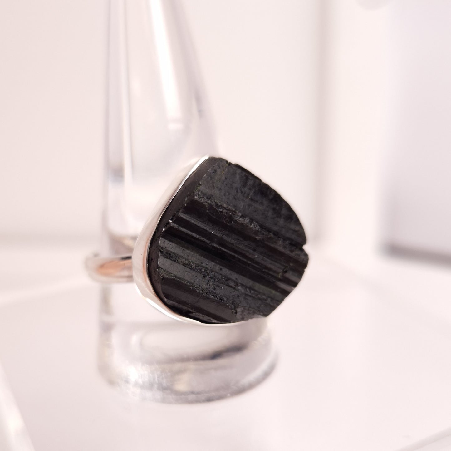 BLACK TOURMALINE RING set in STERLING SILVER 3SSBTR1