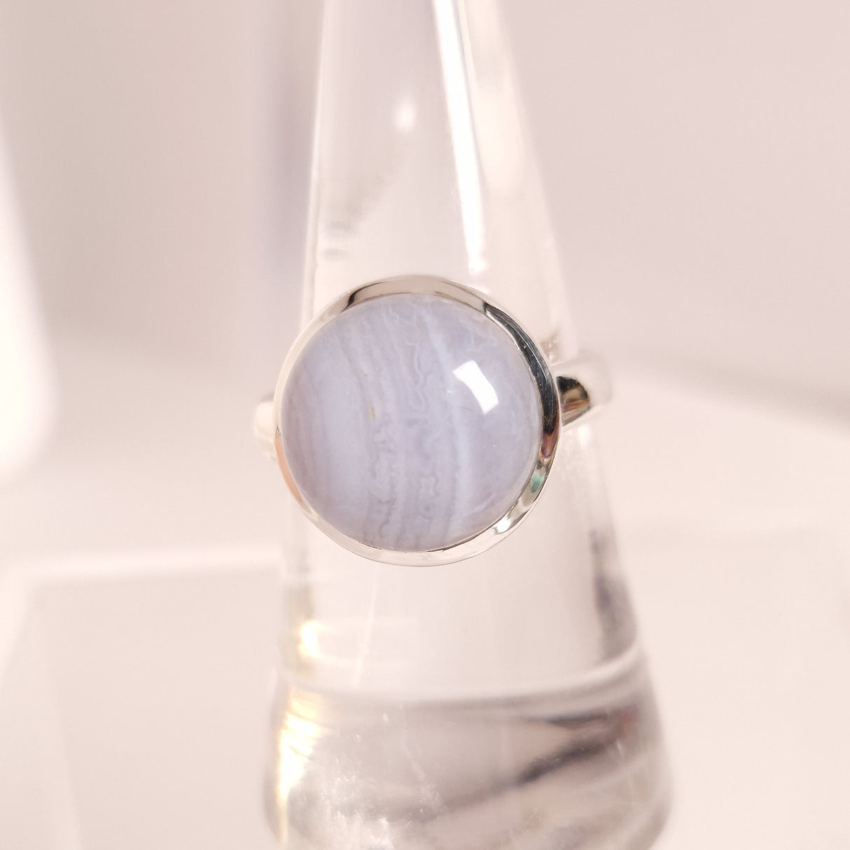 BLUE LACE AGATE RING set in STERLING SILVER 3SSBLR2