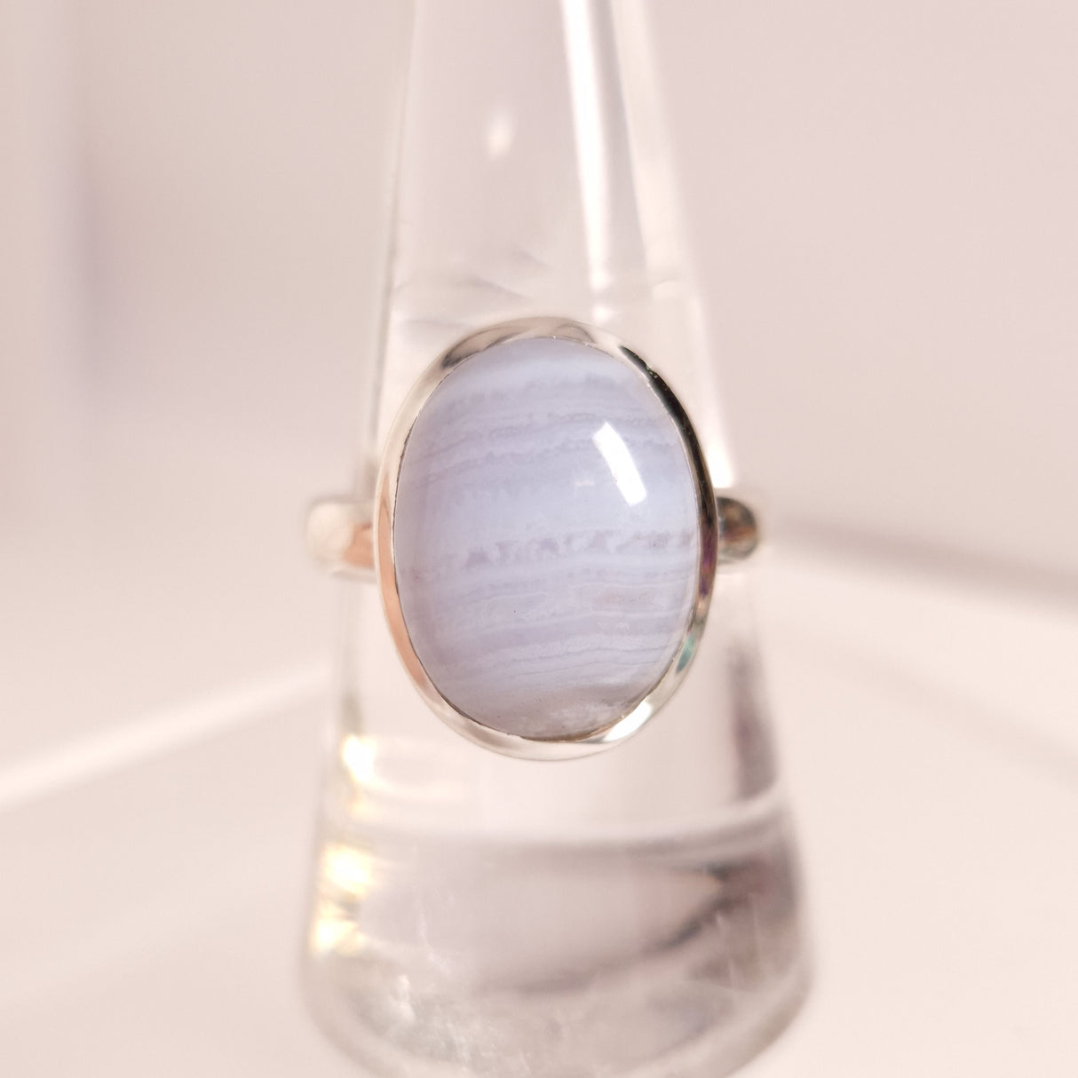 BLUE LACE AGATE RING set in STERLING SILVER 3SSBLR3