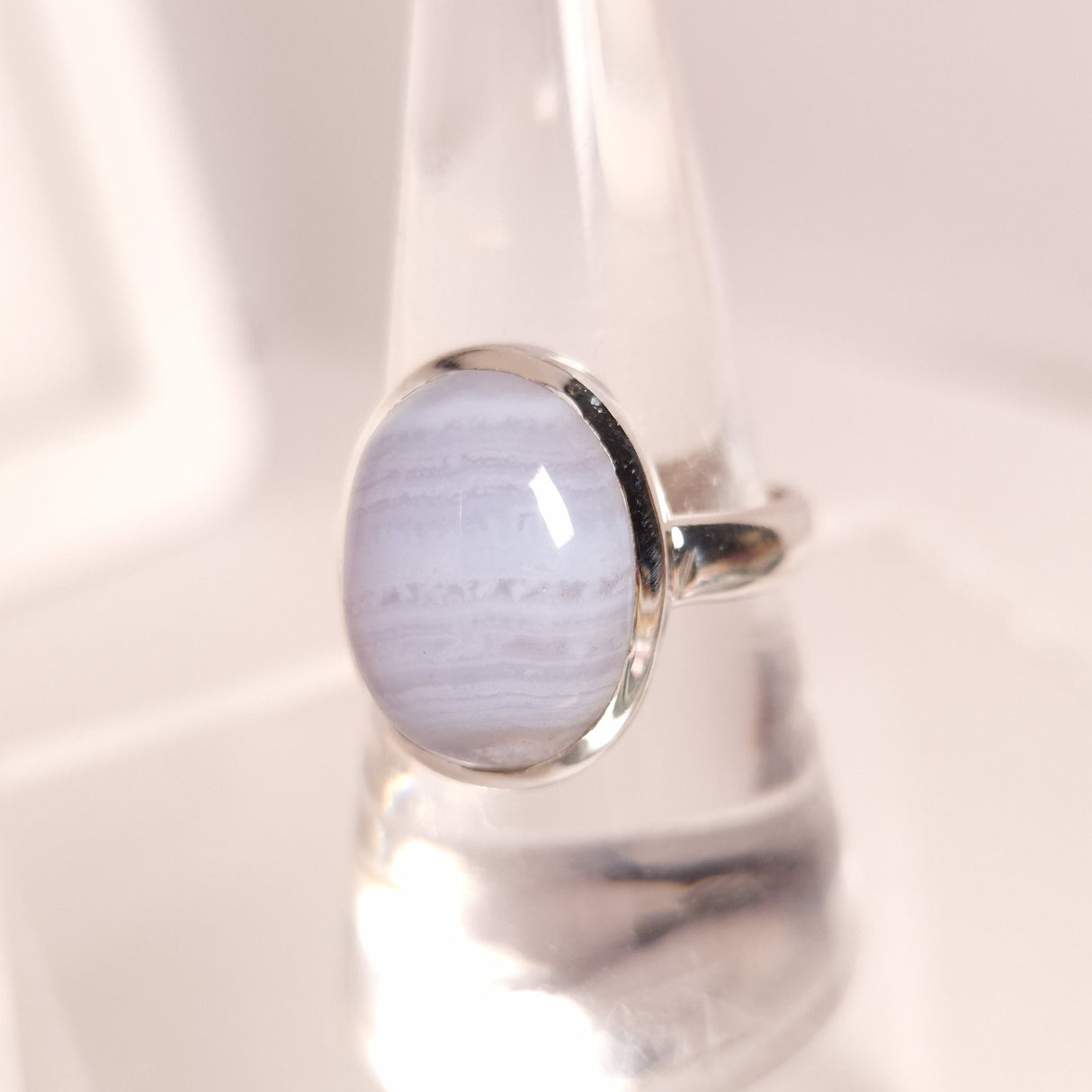 BLUE LACE AGATE RING set in STERLING SILVER 3SSBLR3