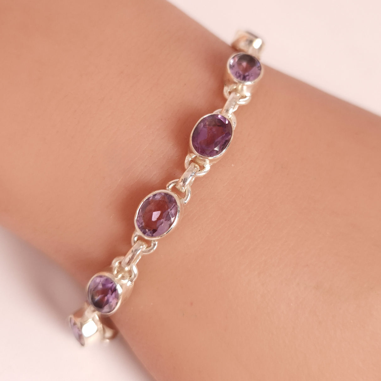 AMETHYST BRACELET set in STERLING SILVER 3SSAMB