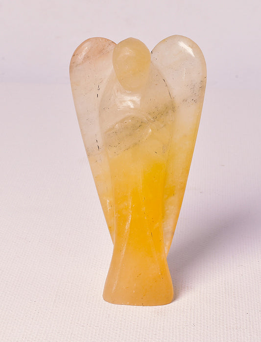 ORANGE CALCITE CRYSTAL ANGEL CARVING P2042