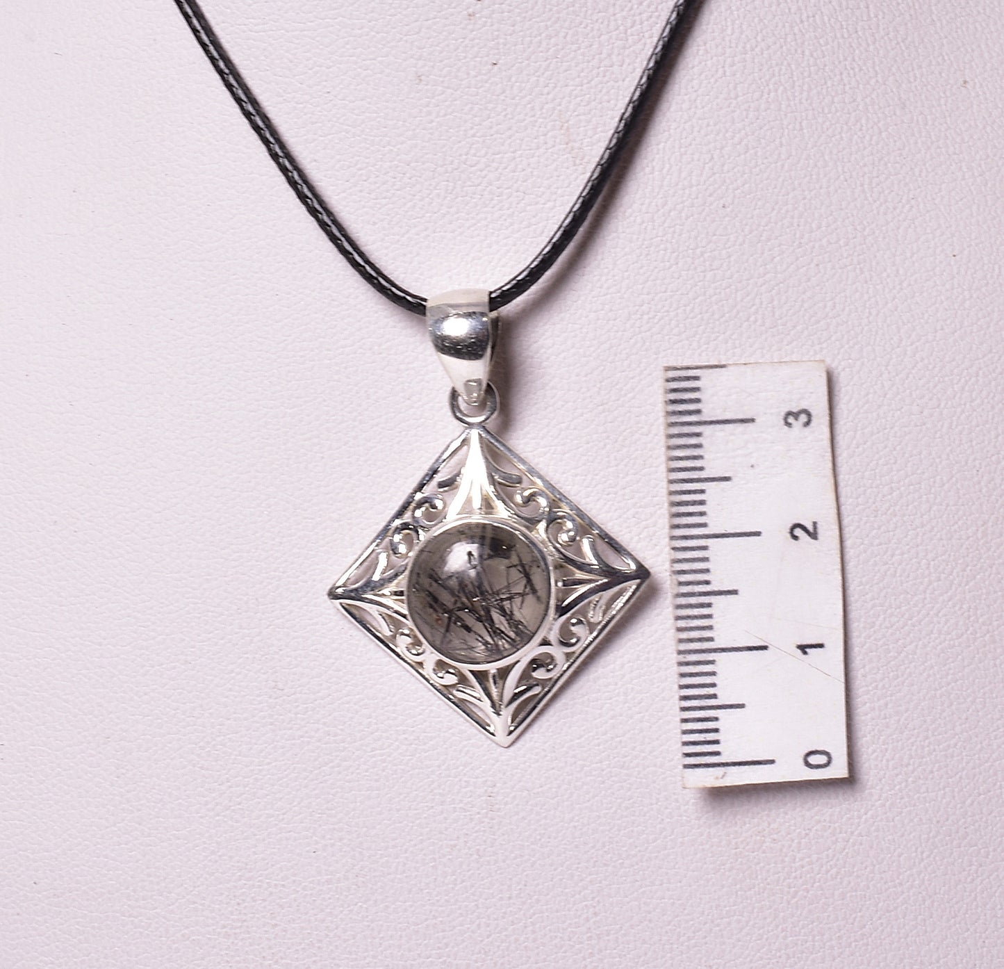 TOURMALATED QUARTZ CRYSTAL PENDANT set in STERLING SILVER J230