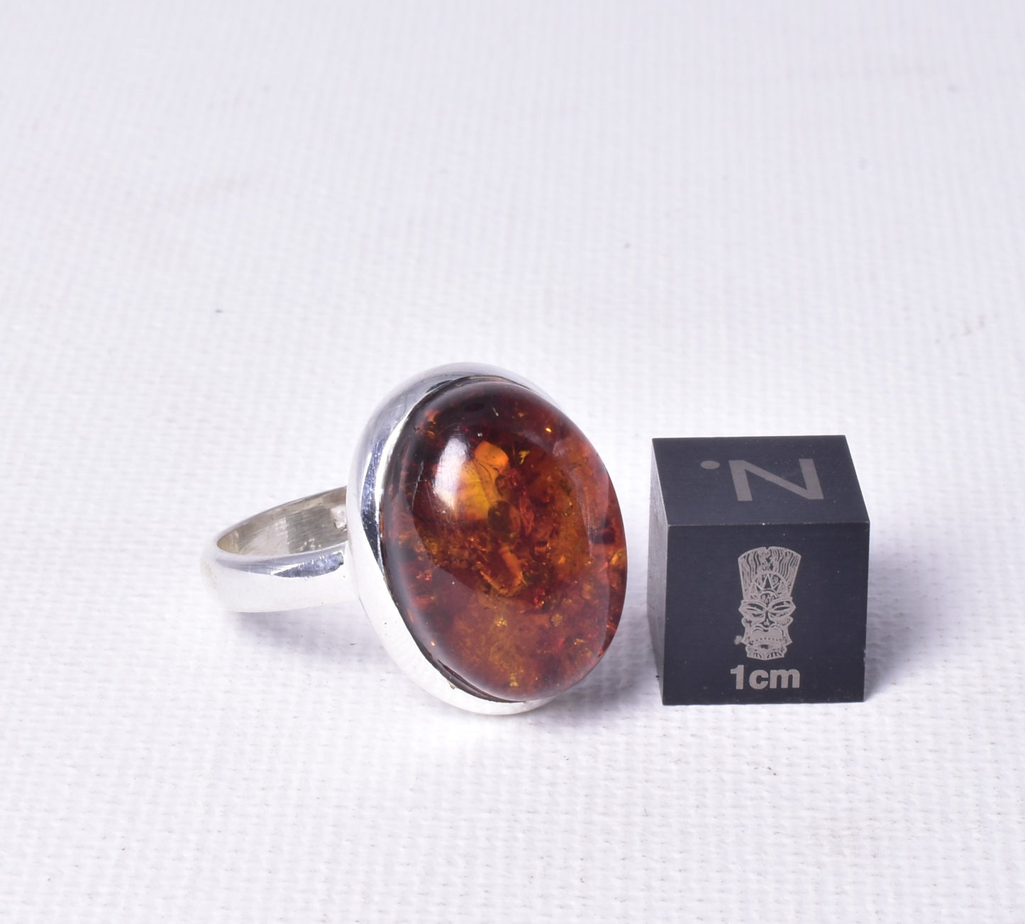AMBER RING set in STERLING SILVER size 8/P J82