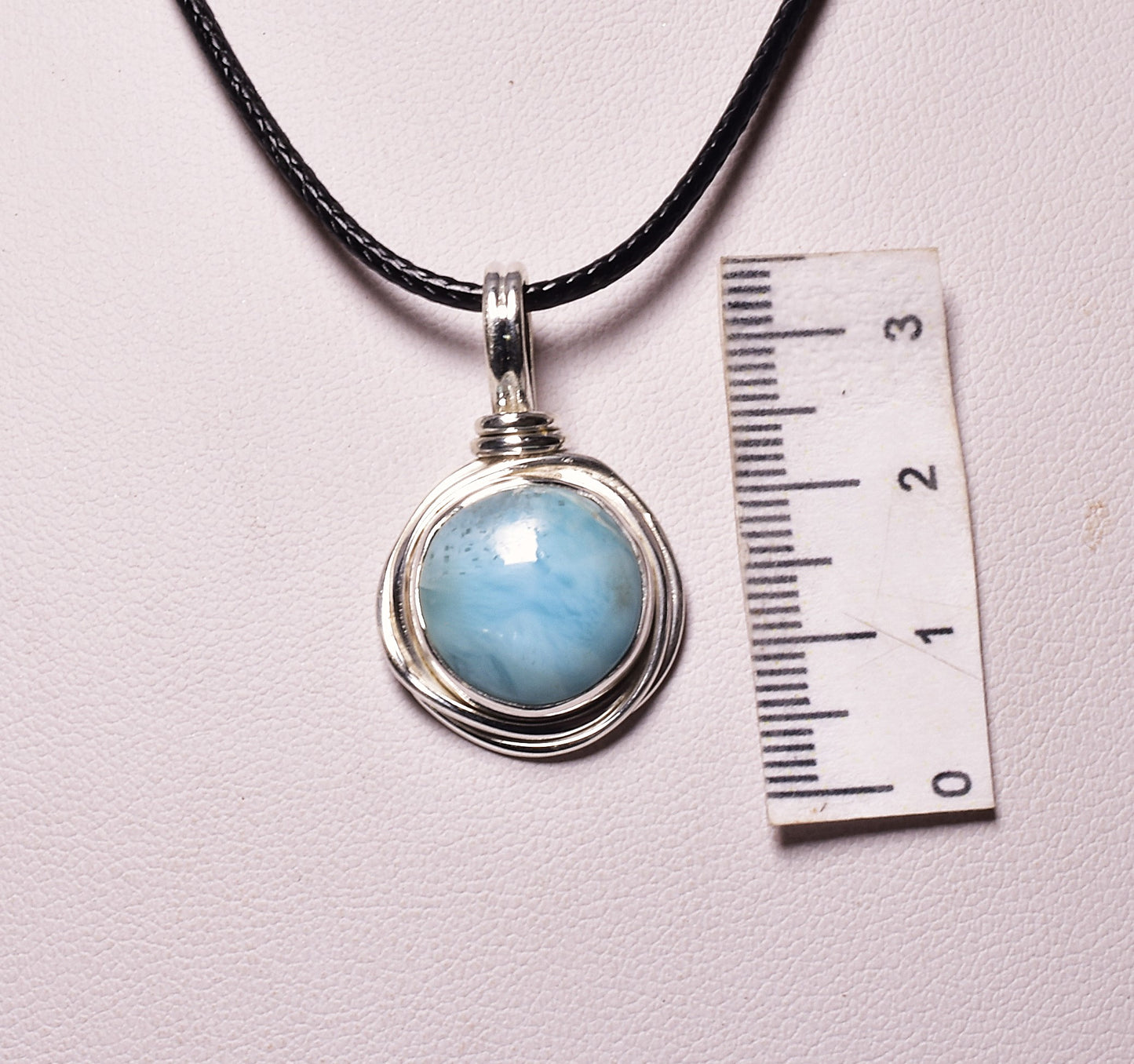 LARIMAR CIRCLE PENDENT set in STERLING SILVER J132
