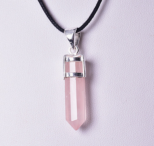 ROSE QUARTZ, POINT PENDANT J93