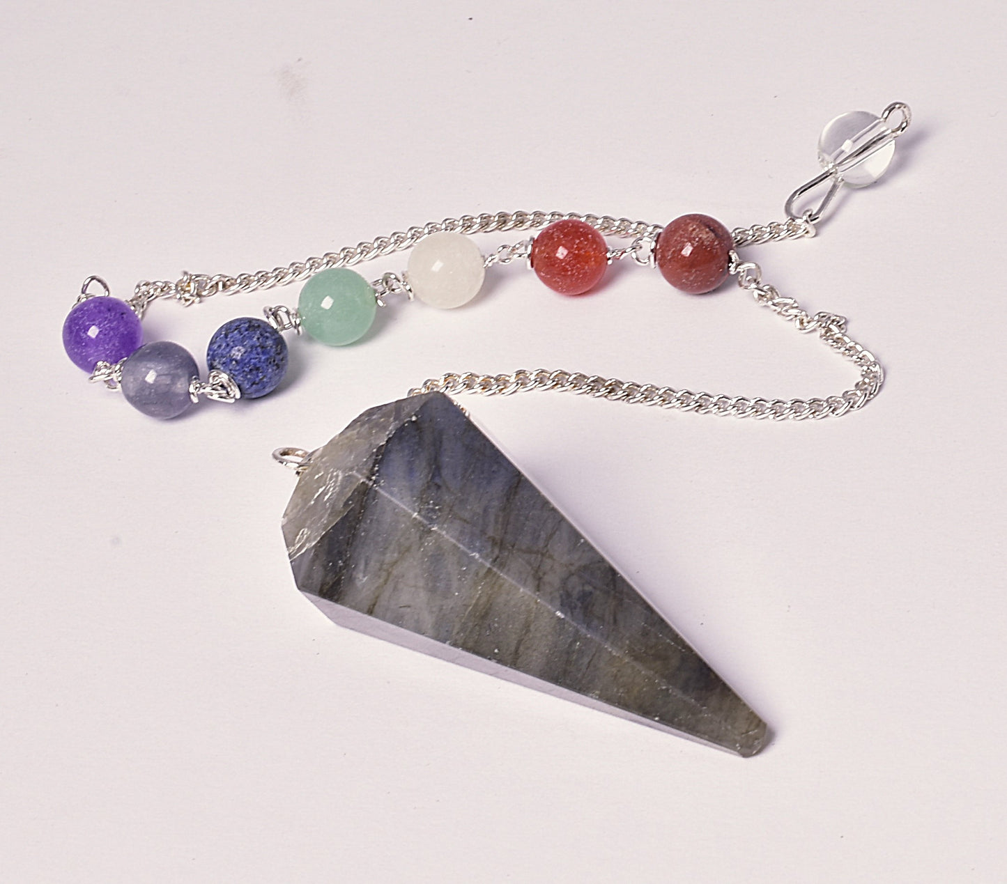 LABRADORITE PENDULUM with CHAKRA CHAIN J142