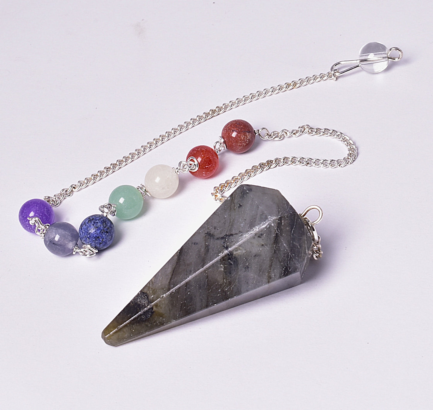 LABRADORITE PENDULUM with CHAKRA CHAIN J142