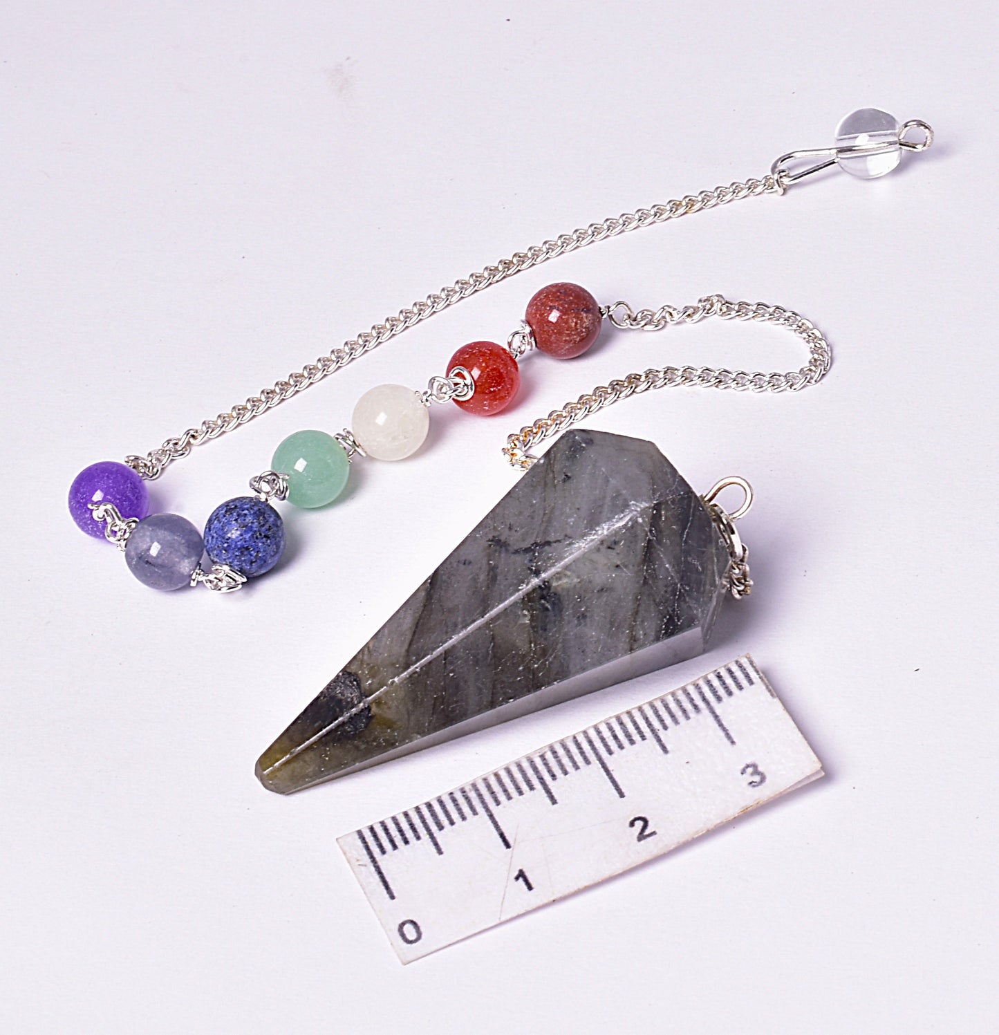 LABRADORITE PENDULUM with CHAKRA CHAIN J142