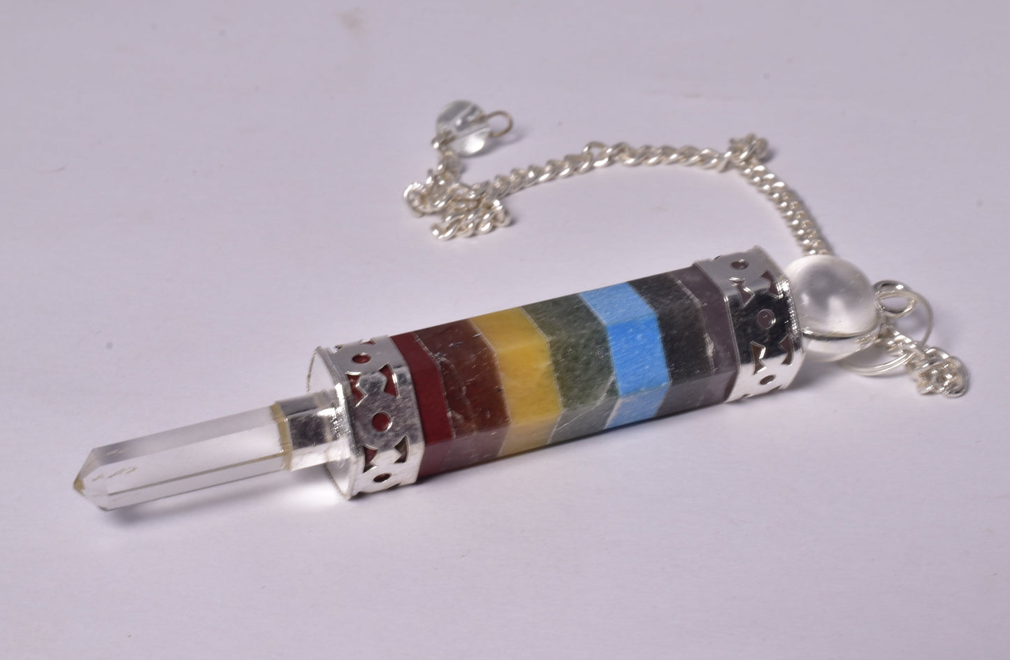 CHAKRA CRYSTAL QUARTZ PENDULUM J144