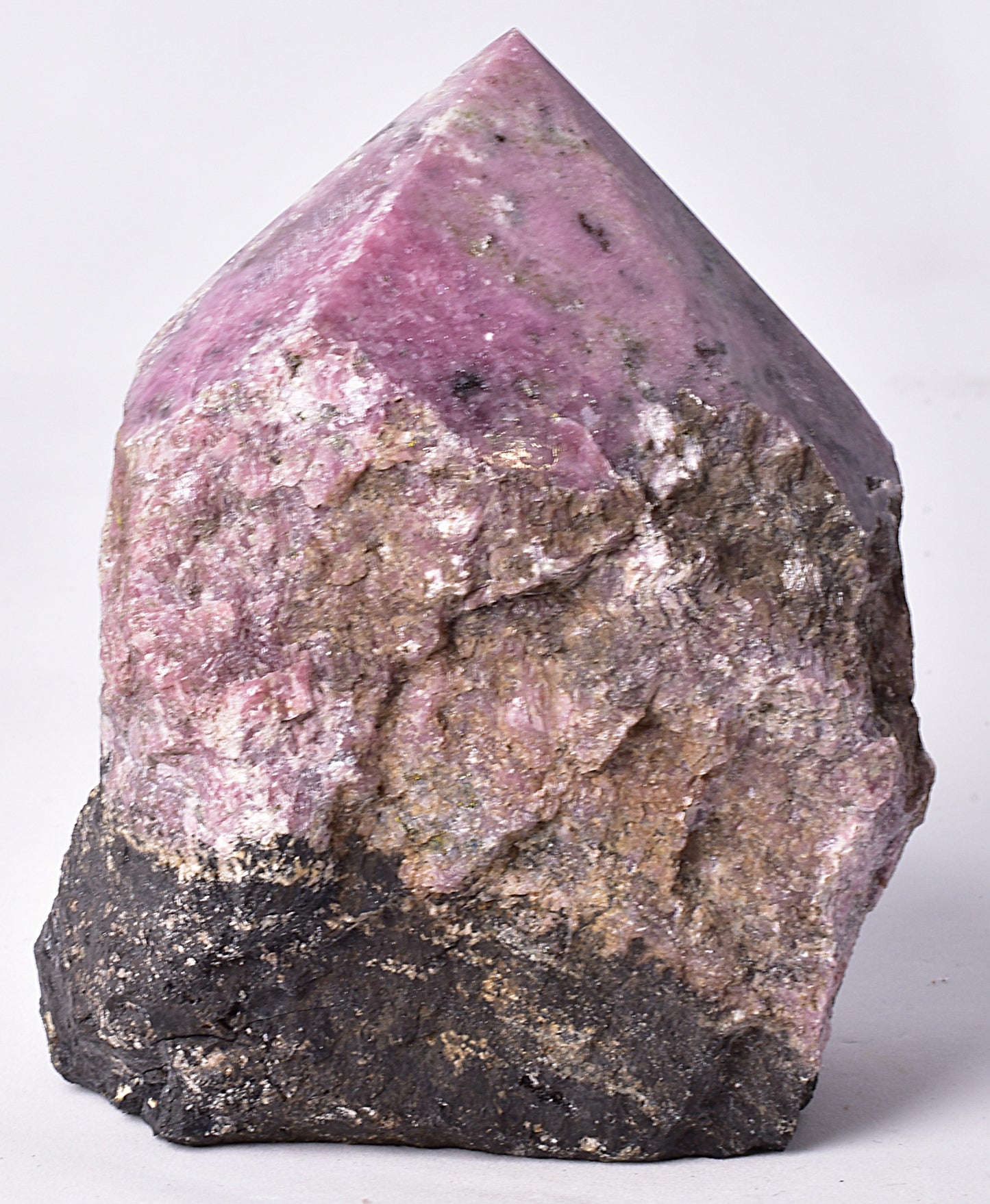 RHODONITE 6 SIDED CARVED POINT, ROUGH BASE P325