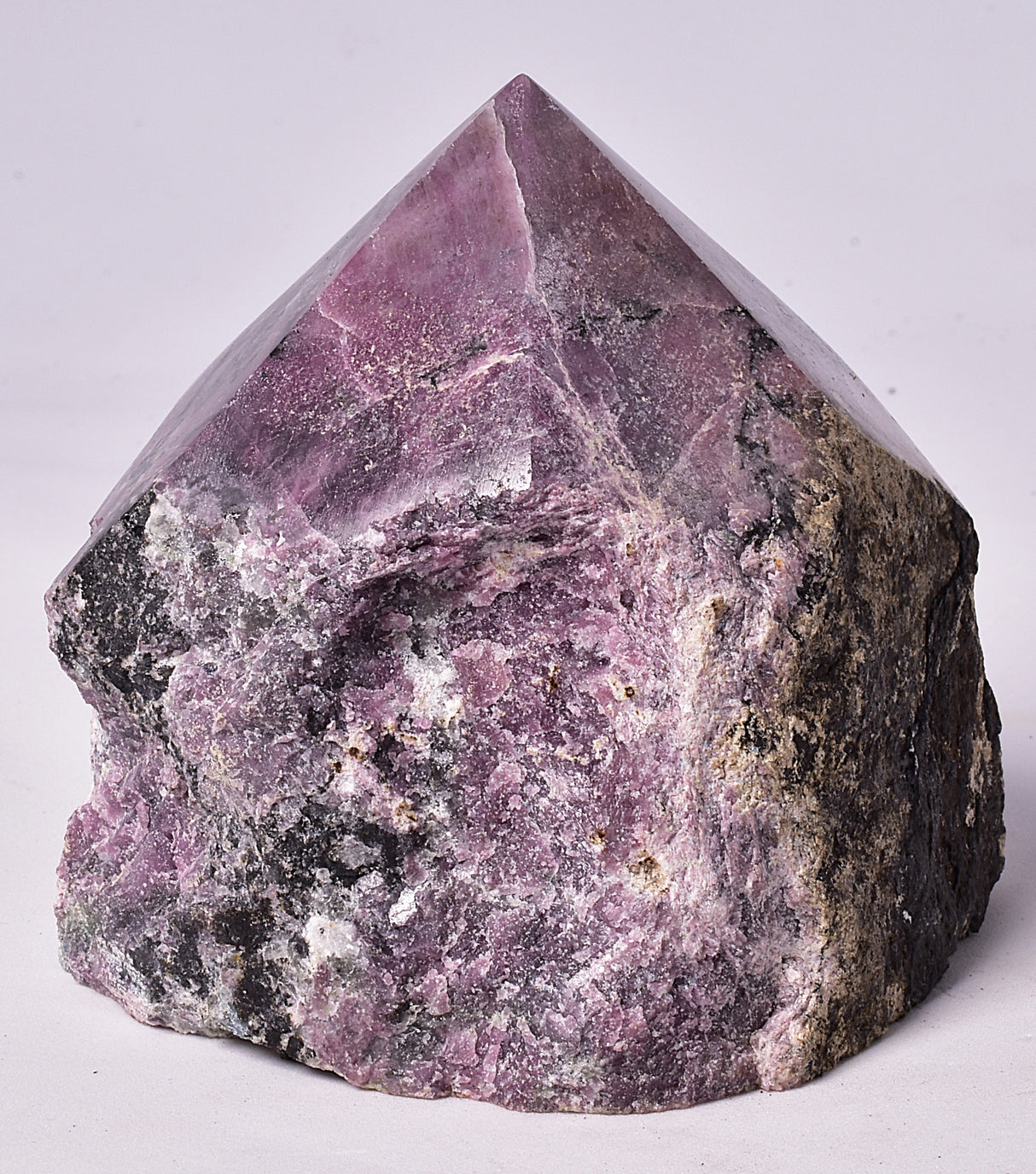RHODONITE 6 SIDED CARVED POINT, ROUGH BASE P326