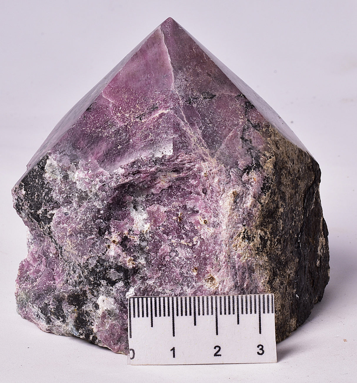 RHODONITE 6 SIDED CARVED POINT, ROUGH BASE P326