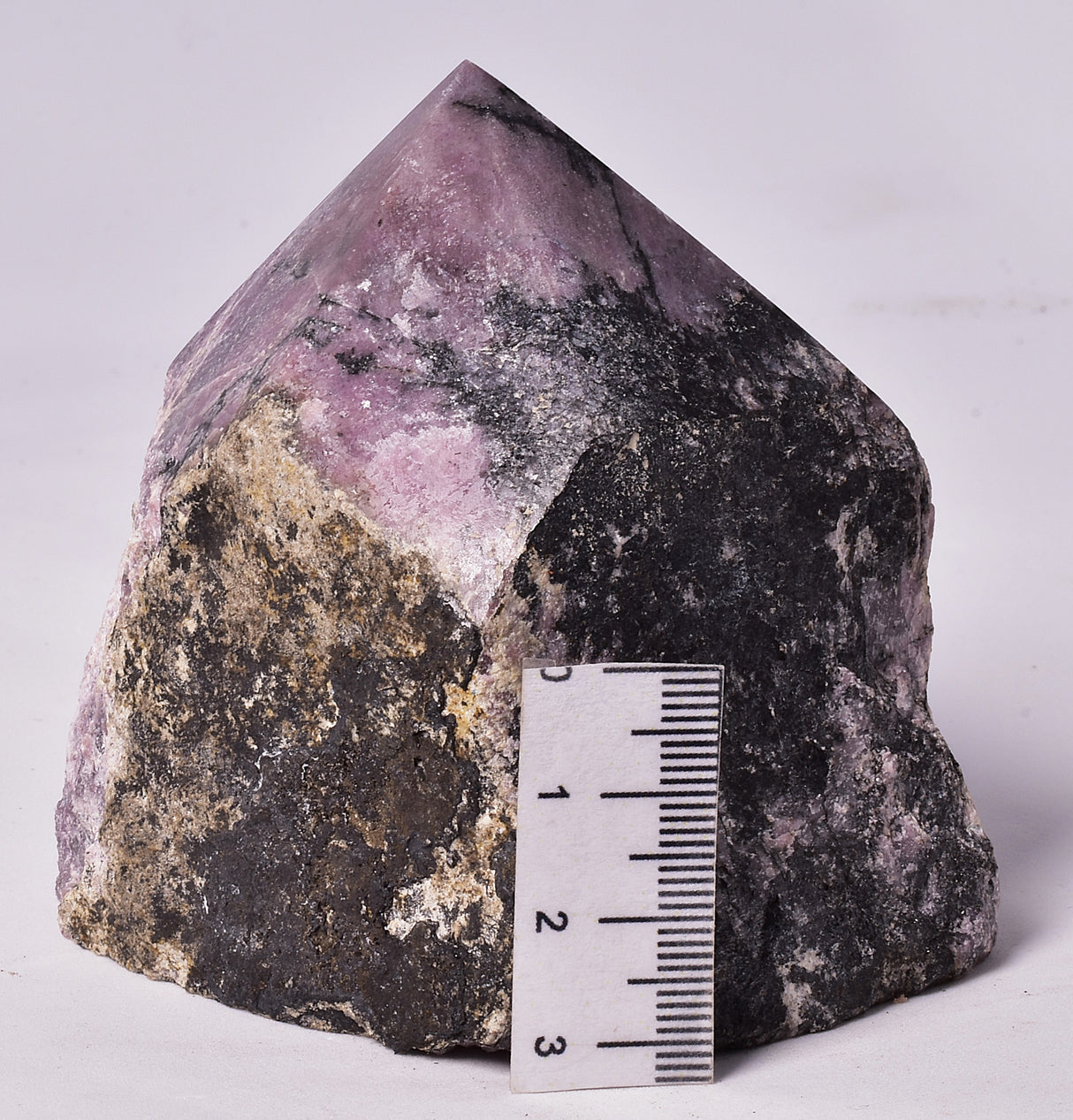 RHODONITE 6 SIDED CARVED POINT, ROUGH BASE P326
