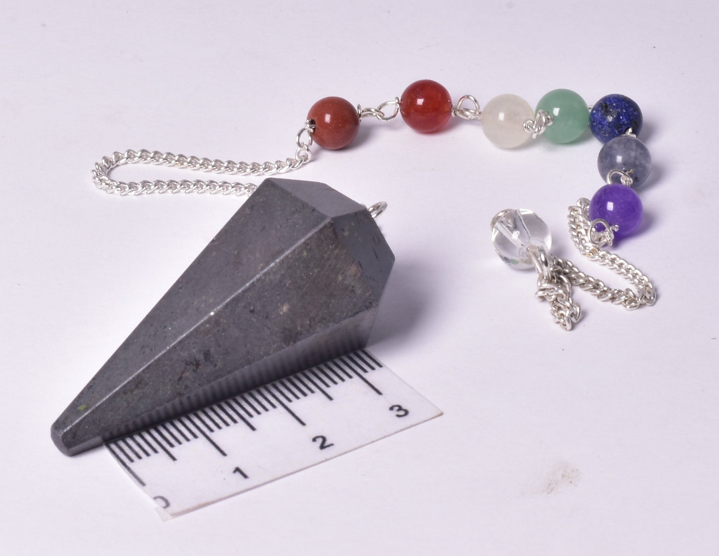 HEMATITE PENDULUM with CHAKRA CHAIN J145
