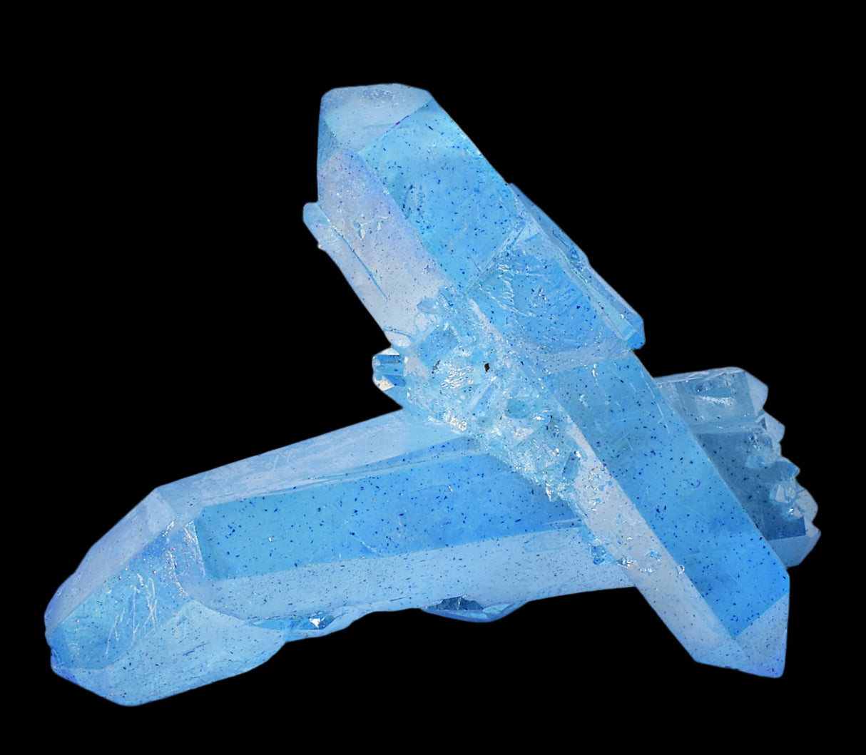 BLUE TITANIUM AURA QUARTZ POINT CLUSTER P2055