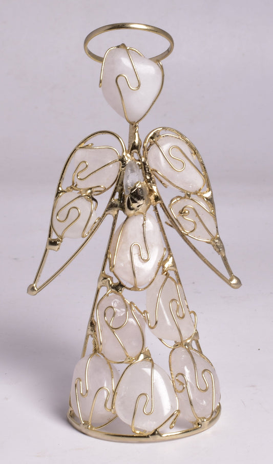 ROSE QUARTZ ANGEL with AMETHYST POINT P73