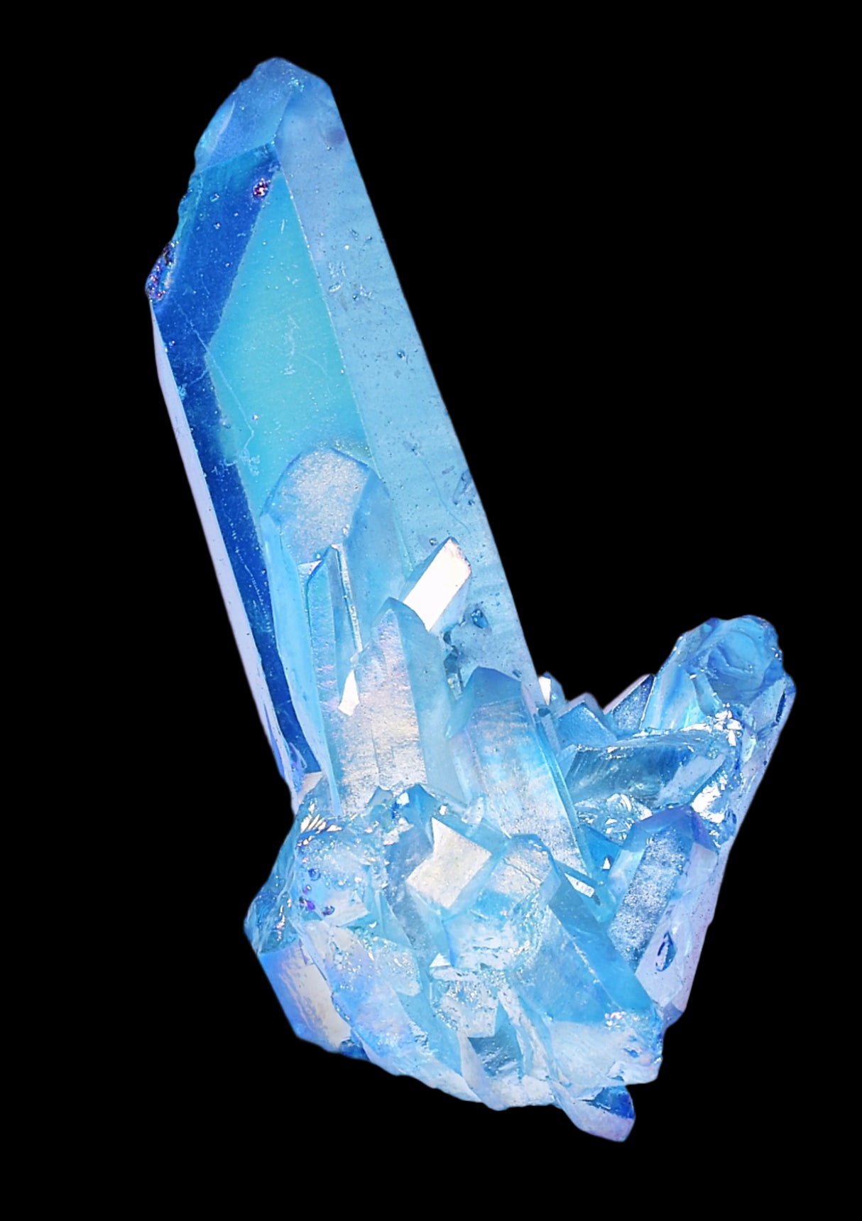 BLUE TITANIUM AURA QUARTZ POINT CLUSTER P235