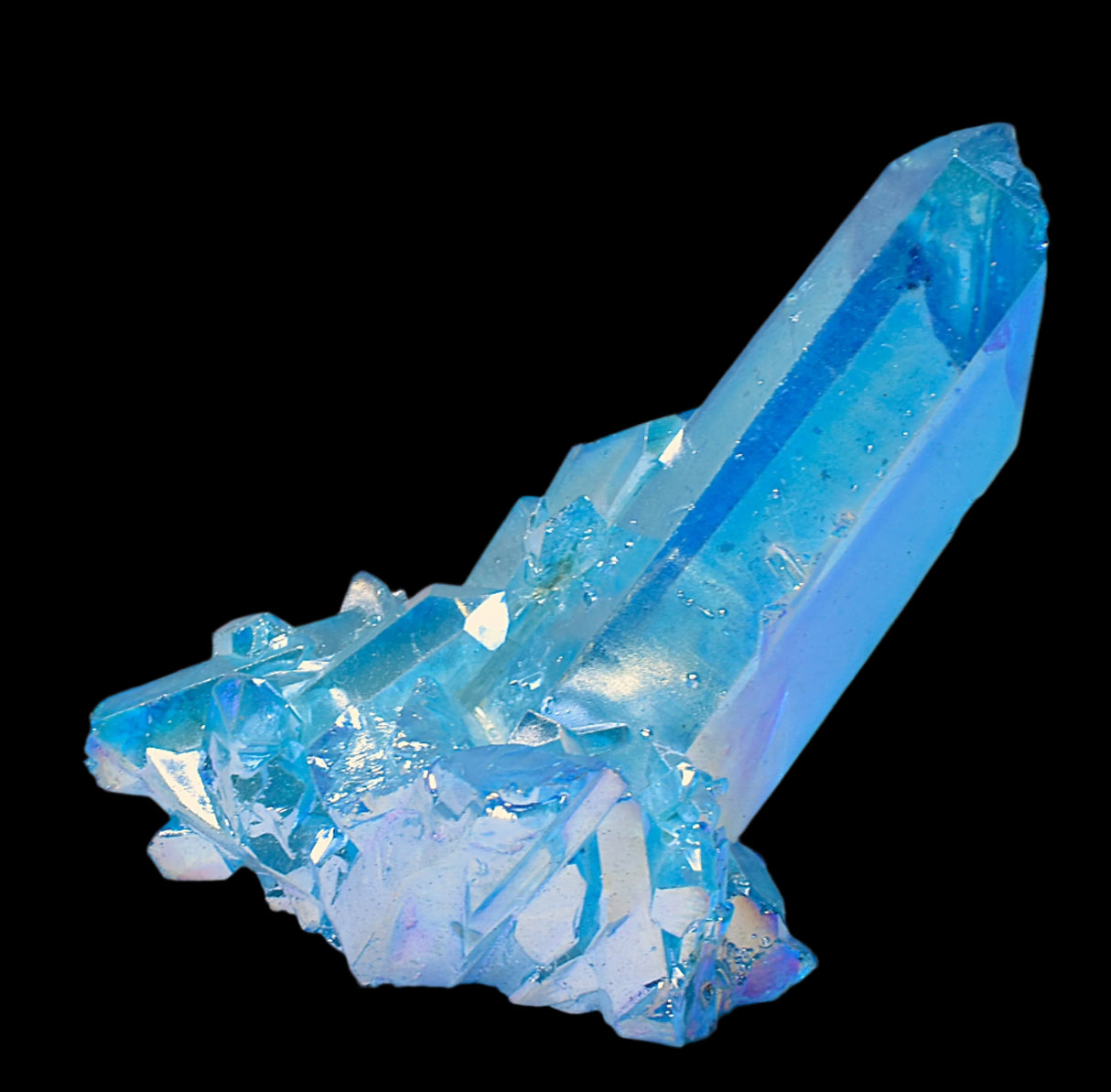 BLUE TITANIUM AURA QUARTZ POINT CLUSTER P235