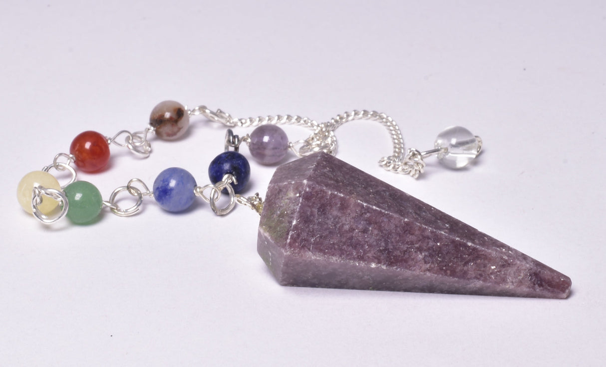 CHAKRA CRYSTAL LEPIDOLITE PENDULUM P238