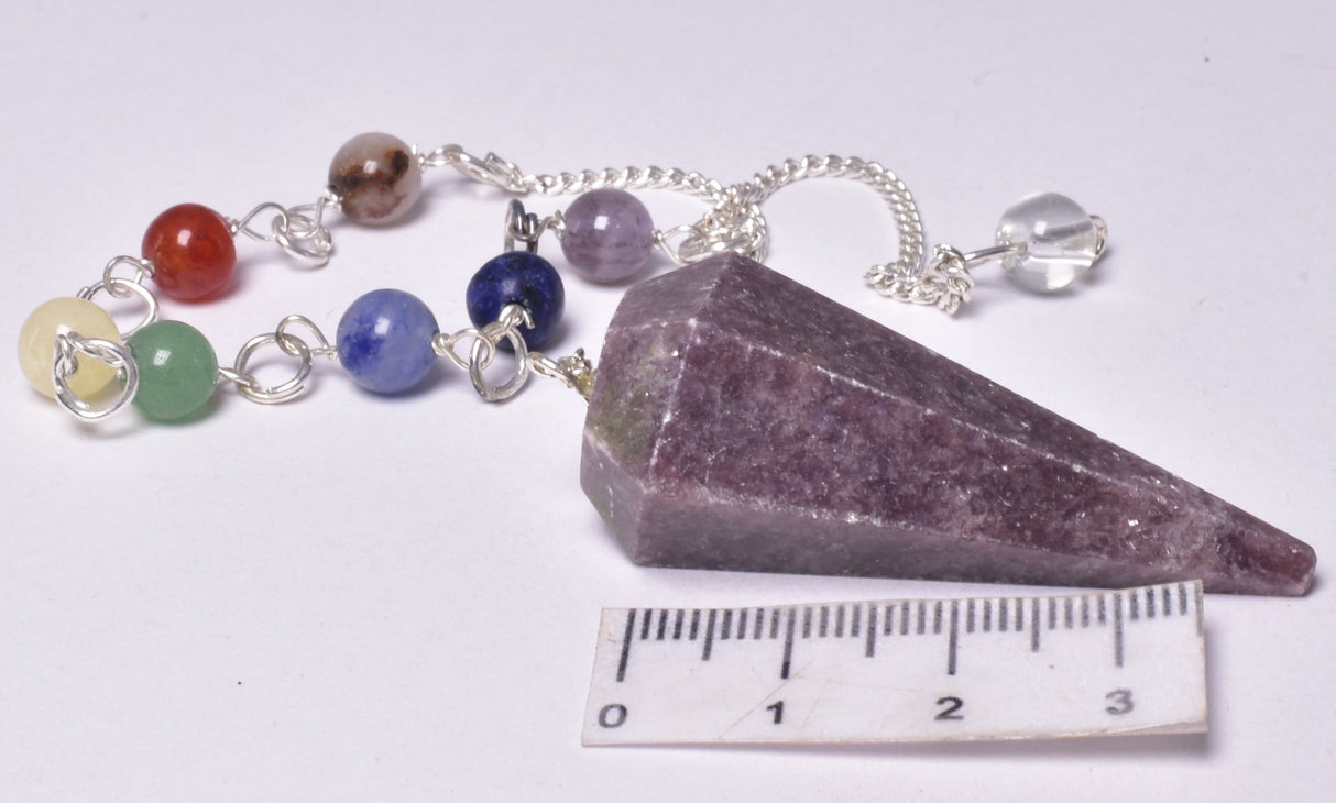 CHAKRA CRYSTAL LEPIDOLITE PENDULUM P238