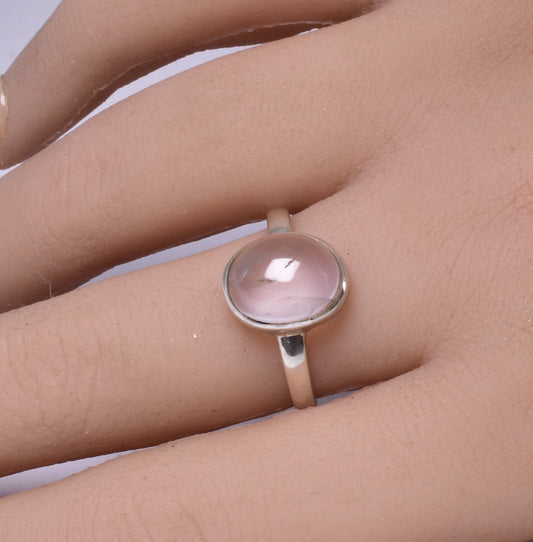 ROSE QUARTZ RING set in STERLING SILVER, S/9.5 J194