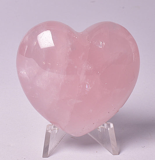 ROSE QUARTZ POLISHED CRYSTAL HEART CARVING  P2074