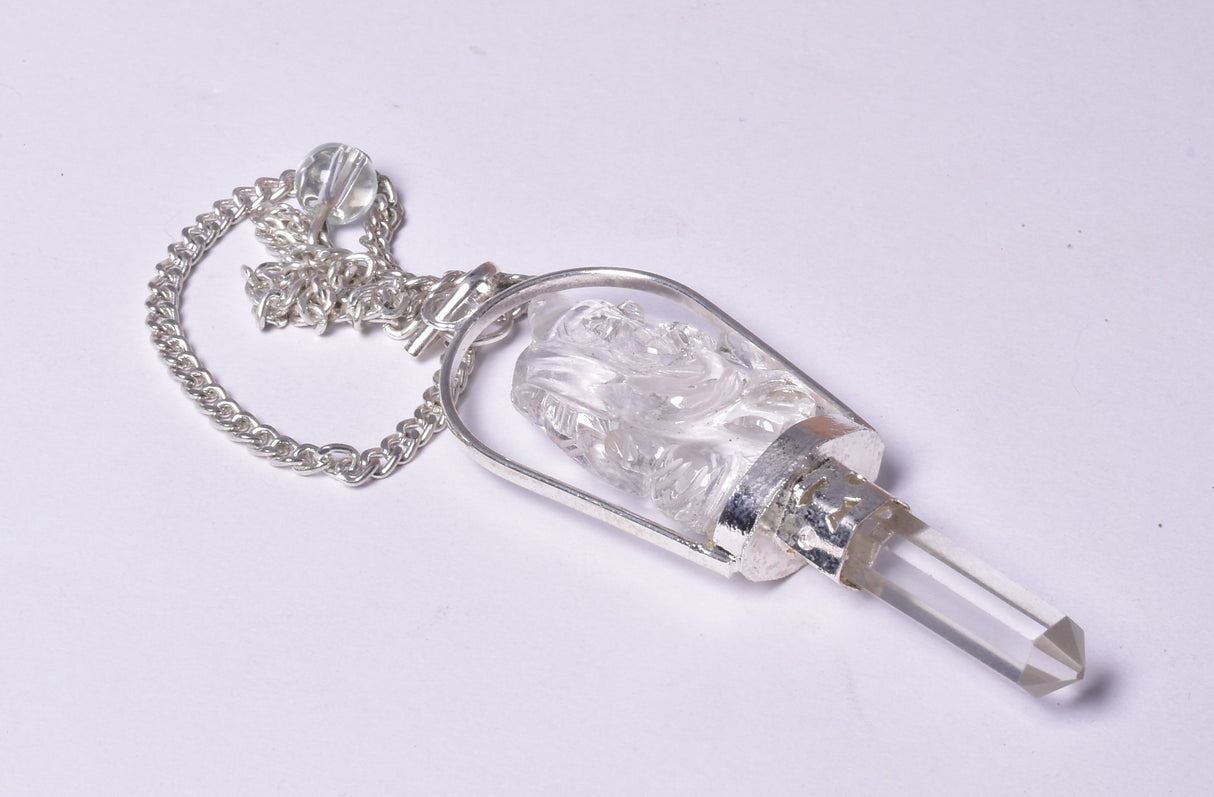CLEAR QUARTZ GANESHA and QUARTZ POINT PENDULUM P256