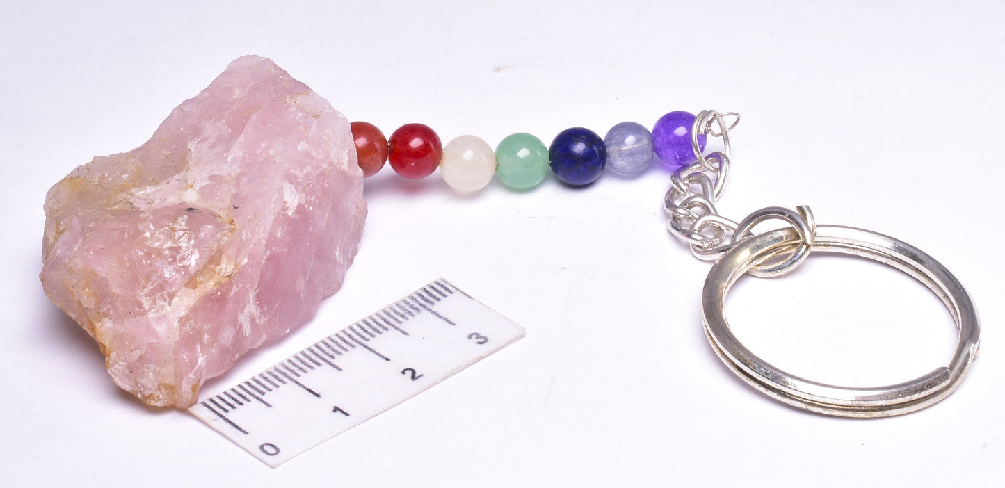 CHAKRA AND ROSE QUARTZ KEY RING P824