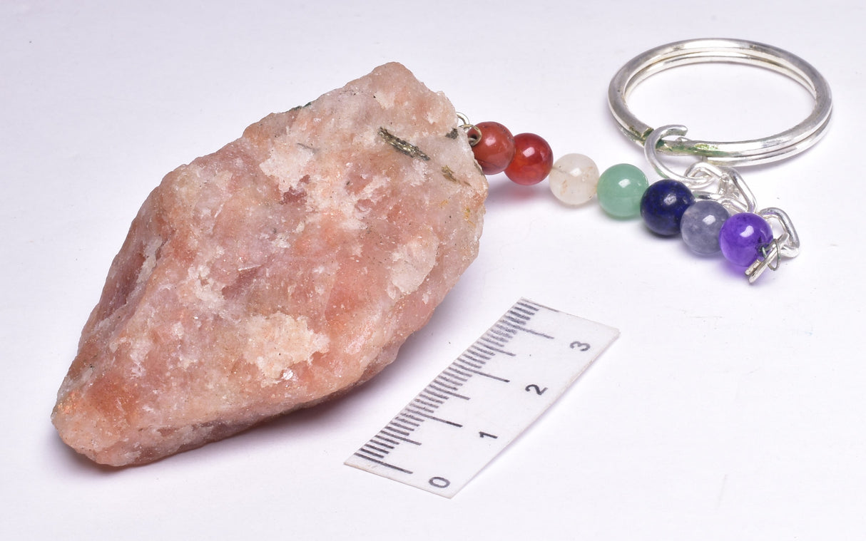 CHAKRA AND SUNSTONE ROUGH ROCK KEY RING P825