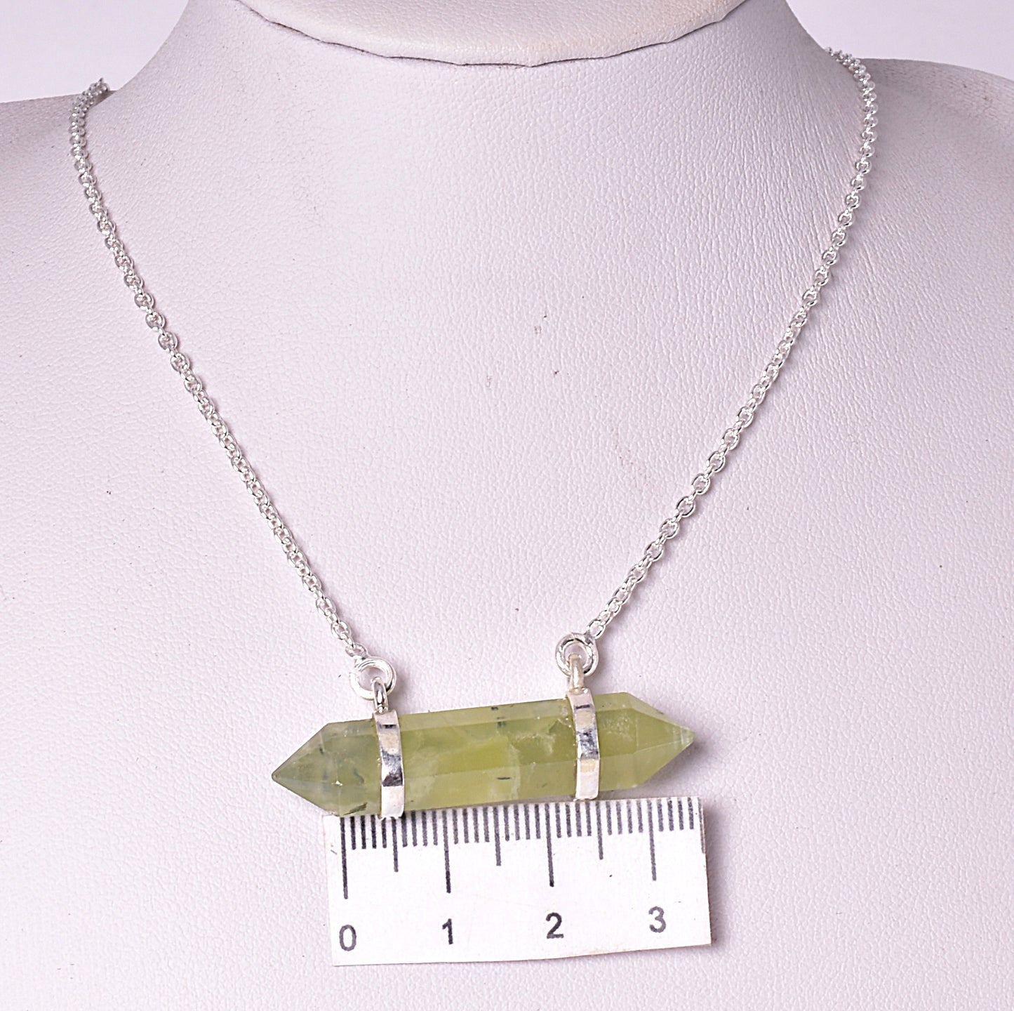 PREHNITE DOUBLE TERMINATED POINT PENDANT J26