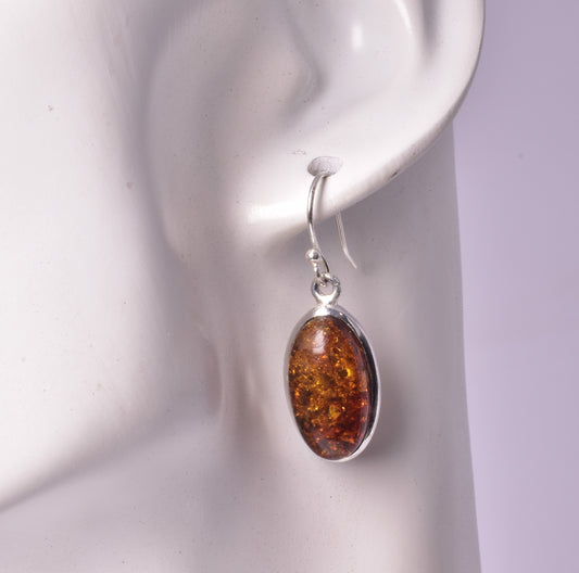 AMBER DROP EARRINGS  set in STERLING SILVER J162
