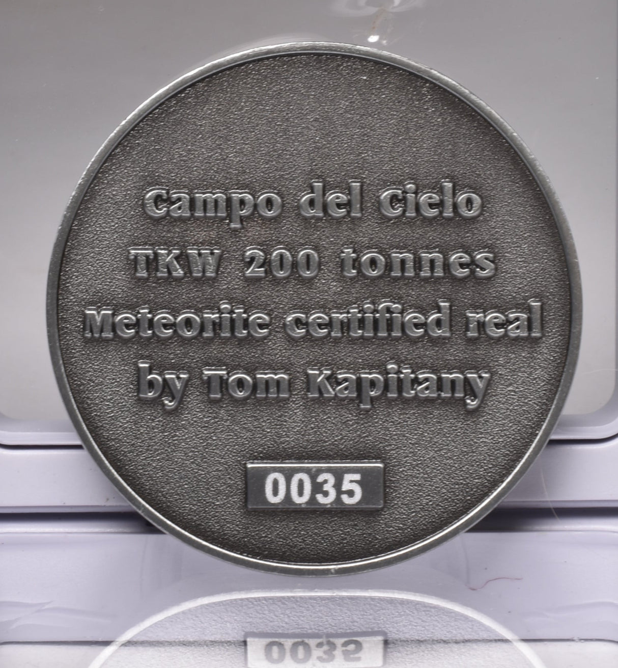 CAMPO DEL CIELO METEORITE SET in COLLECTORS COIN NUMBER 0035 MT225