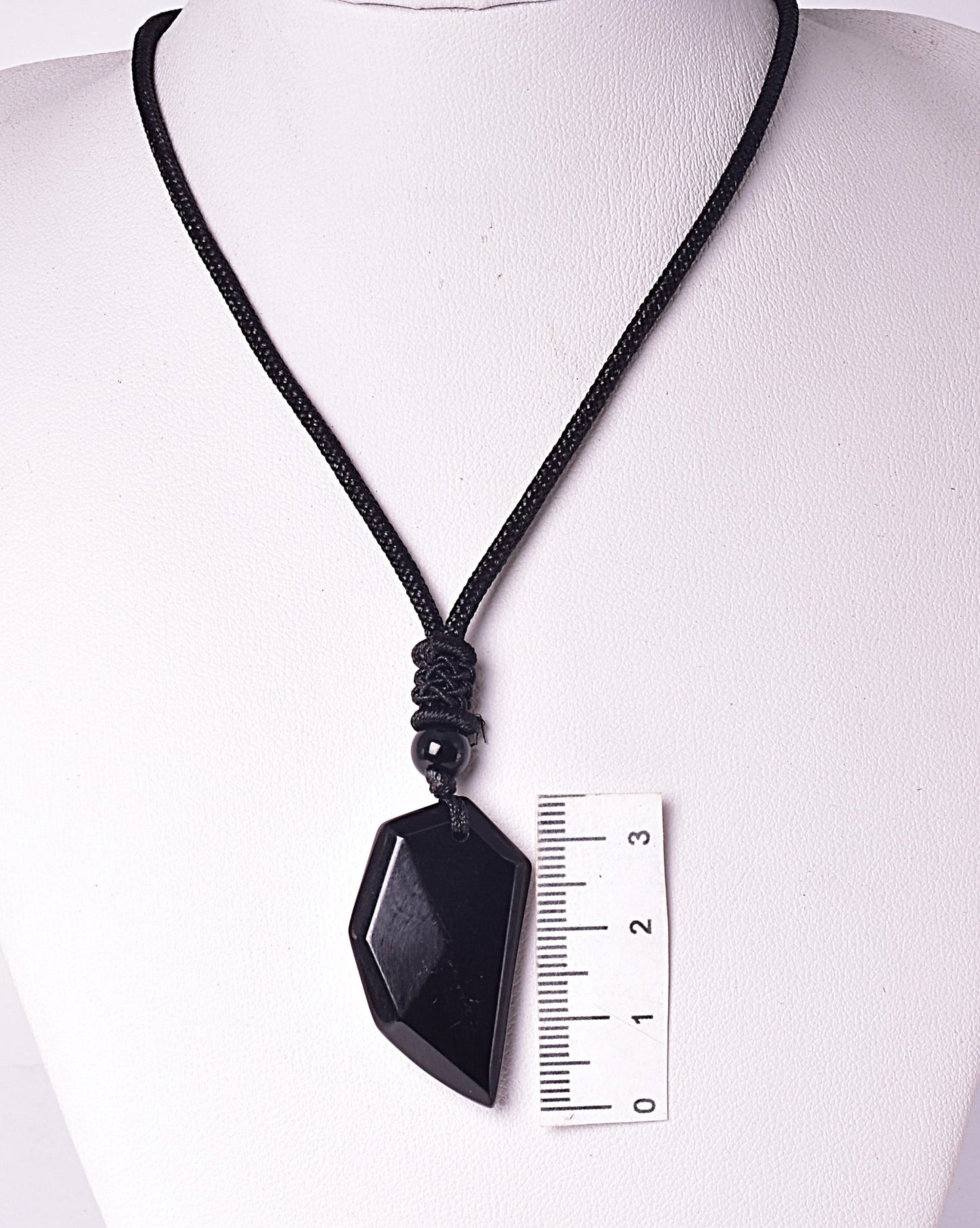 BLACK OBSIDIAN PENDANT ON BLACK CORD J30