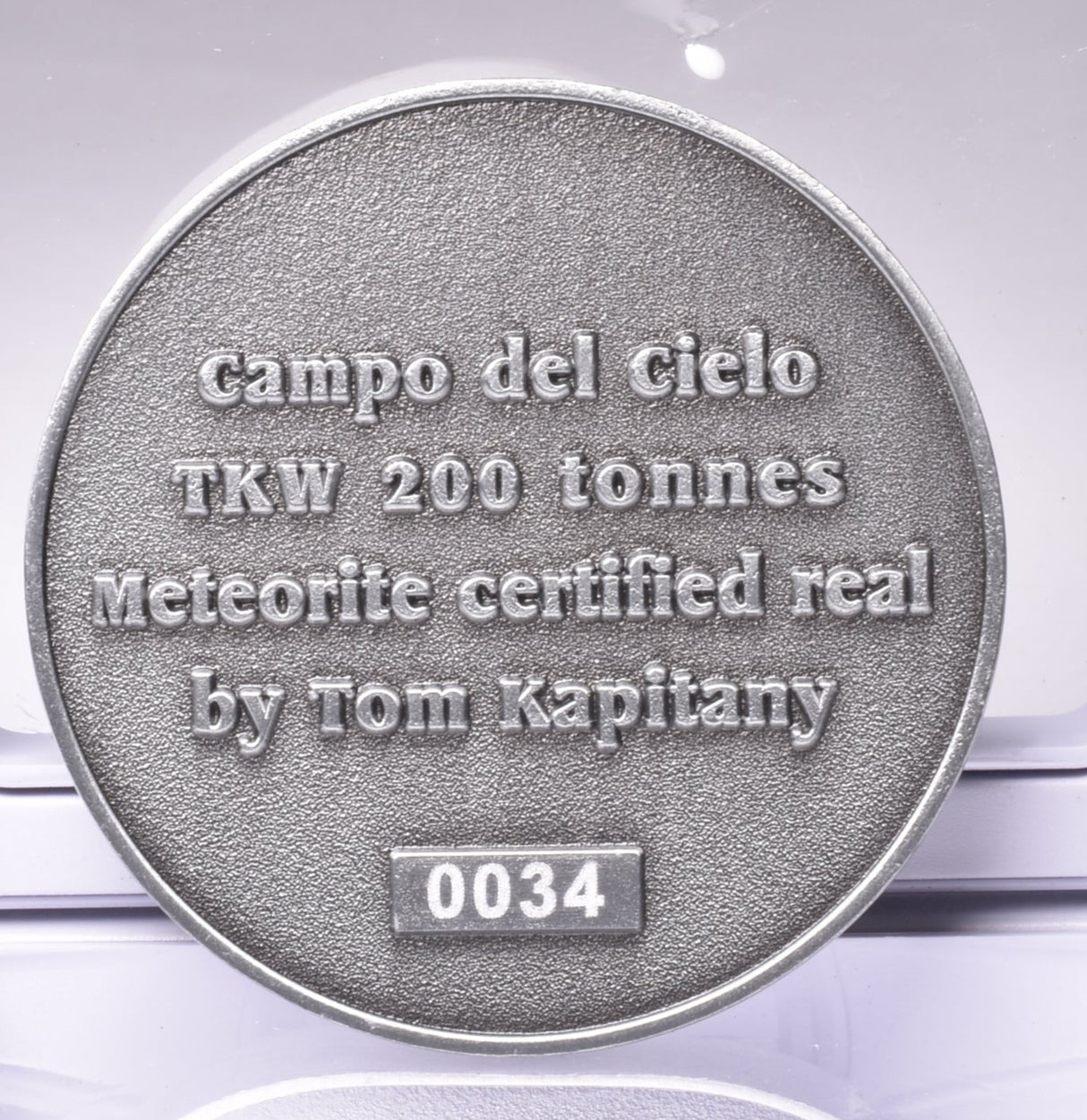 CAMPO DEL CIELO METEORITE SET in COLLECTORS COIN NUMBER 0034 MT229