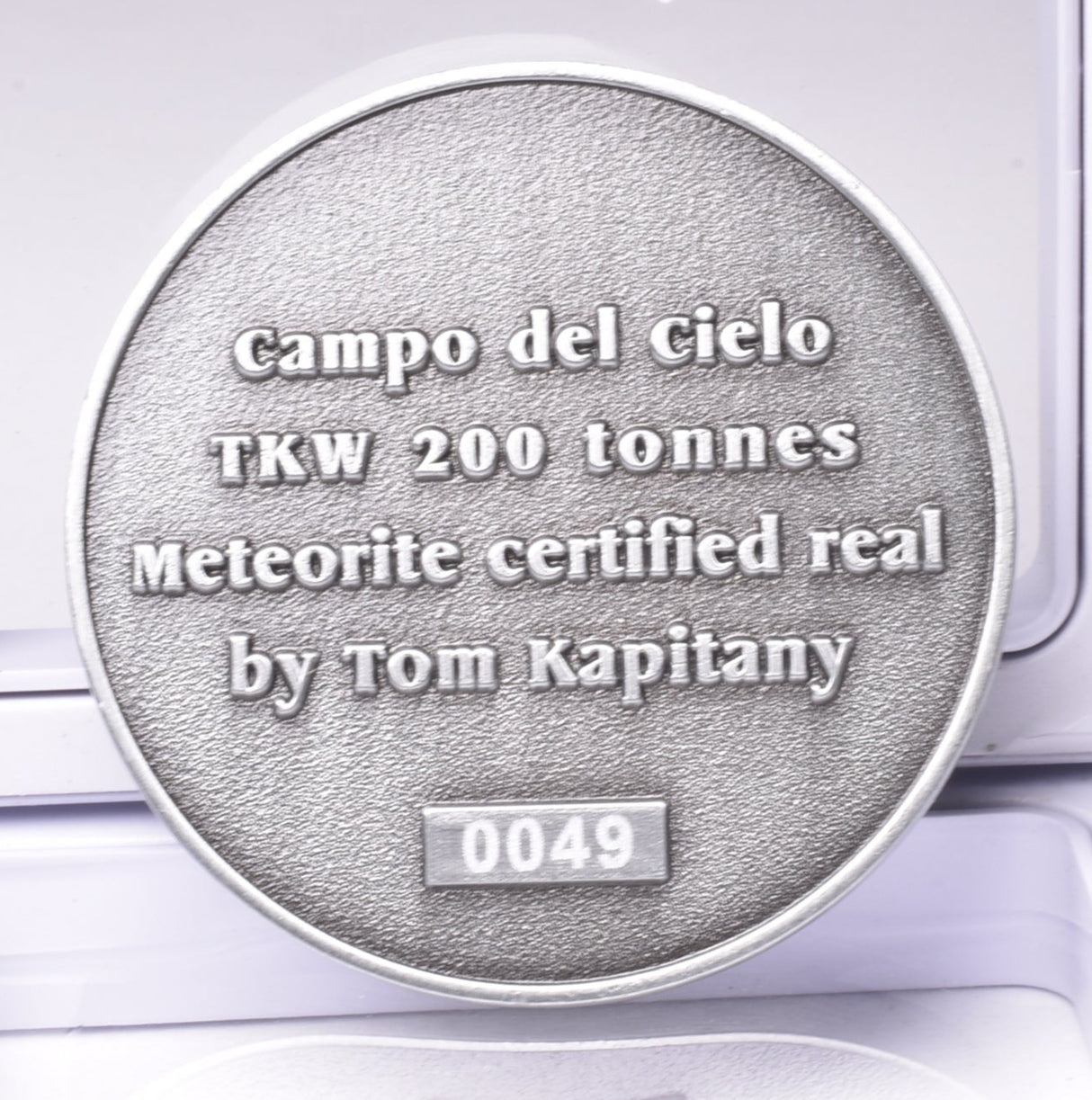 CAMPO DEL CIELO METEORITE SET in COLLECTORS COIN NUMBER 0049 MT231